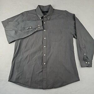 Brooks Brothers Mens SZ XL‎ Check Gray Long Sleeve Cotton Button Up Dress Shirt